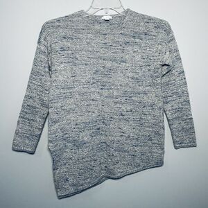 Pure Jill Sweater Women Small Pet Gray Blue Wool Cashmere Blend Asymmetrical Hem